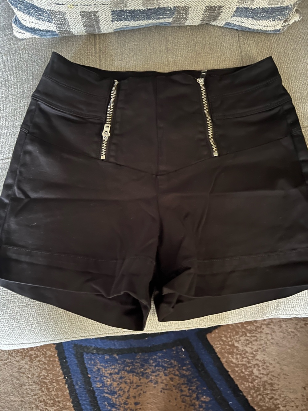 bebe High-Waist Black Shorts with Front Zippers